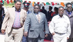 •CENTRAL Province Minister Obvious Mwaliteta (left) Transport,Communication, Works and Supply Minister Yamfwa Mukanga and RDA chief executive officer Benard Chiwala during the recommissioning of the Kapiri Mposhi Weigh Bridge recently. Picture By SUNDAY BWALYA
