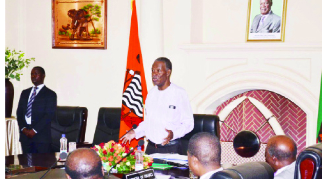 • PRESIDENT Michael Sata addressing Cabinet and journalists at State House in Lusaka yesterday. Picture by CLEVER ZULU.