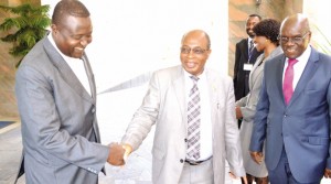 • EDUCATION Minister John Phiri (centre) shares a light moment with UNICEF country representative Hamed Bashir (left) as Zambia Open University Vice-Chancellor Mutale Musonda (right) looks on. This was before the official opening of the National Conference on Early Childhood Education at Mulungushi international conference centre in Lusaka yesterday. Picture by CLEVER ZULU