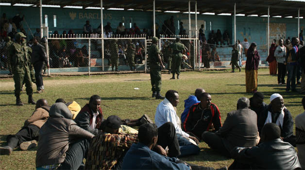 Part of the 600 foreigners suspected to be prohibited immigrants, who were rounded up by a combined team of officers from the Immigration Department, Drug-Enforcement Commission (DEC) and Police in Ndola yesterday.