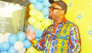 •MTN chief sales and distribution officer Amon Jere speaks at the opening of the service centre at Mosi-o-Tunya Square.