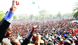 • ZAMBIA’s size at 750,000 square kilometres is inhabited by many tribes. Due to the sheer numbers, the Bemba-speaking grouping occupies close to half of this area.
