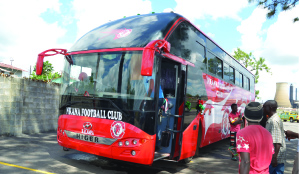 • NKANA Football Club’s new 55-seater Higer Bus which was handed over to the team at Nkana Stadium in Kitwe yesterday. Picture by WILSON CHABINGA