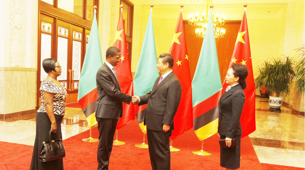 • PRESIDENT Edgar Lungu and First Lady Esther Lungu being welcomed by Chinese President Xi Jinping and his wife Peng Liyuan at the Great Hall of the People in Beijing yesterday. Picture by SALIM HENRY/STATE HOUSE