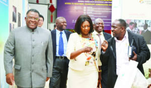 • COMMERCE Trade and Industry Minister Margaret Mwanakatwe (centre) with Zambia Development Agency director general Patrick Chisanga (left) during yesterday’s official opening of the Zambia-China Jilin Investment and Trade seminar at the Lusaka East MFEZ. Picture by KENNEDY MUPESENI.