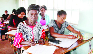 •SOME of the adult learners under the Konkola Copper Mines-sponsored adult literacy programme in Chililabombwe in a classroom.