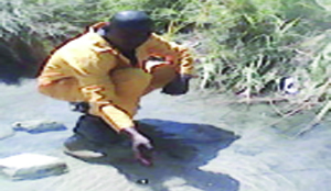• MUSA Mwangunda, a Chingola resident, marvels at the hot water at Kapisha hot spring.- Picture by RACKSON SHAMUTUKU