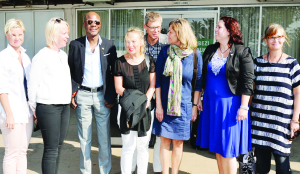 • ZAMBIA’S Deputy Ambassador to Sweden Anthony Mukwita (third from left) with Swedish Members of Parliament and Embassy staff at the Kenneth Kaunda International Airport in Lusaka yesterday. See story on Page 2. Picture by JAMES KUNDA