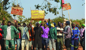 .ZAFFICO casual workers protest demanding improved conditions of service. Picture By MILDRED KATONGO