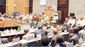 •President Lungu addresses Parliament yesterday.