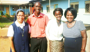 • FROM left: Lubasi Home coordinator sister Petroneldis Wea SSpS, Francis Kachuzu, Charity Mwiya and Lubasi Home assistant coordinator Christina Mutikitela (far right). Picture by BRIAN HATYOKA
