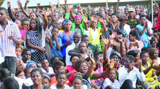 .Part of the crowd that attended the National Day of Prayer at the Show Grounds in Lusaka. Picture by JEAN MANDELA