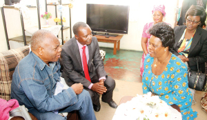 • FIRST Lady Esther Lungu talks to Chief Mwanachingwala of the Tonga people in Mazabuka when she visited the traditional leader yesterday. The traditional ruler has been unwell for the past two years. Picture by THOMAS NSAMA/STATE HOUSE