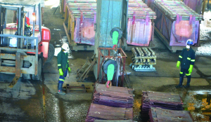 • PROCESSED copper being hauled at the Konkola Copper Mine Plc Nchanga smelter in Chingola at the weekend. Picture by KENNEDY MUPESENI