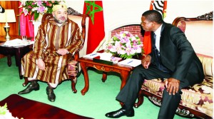 •PRESIDENT Edgar Lungu (right) with King Mohammed VI of Morocco during bilateral talks at State House in Lusaka yesterday. Picture by EDDIE MWANALEZA/STATE HOUSE
