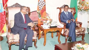 • PRESIDENT Edgar Lungu and Ethiopian Prime Minister Hailemariam Desalegn (left) share a light moment at State House in Lusaka yesterday. Picture by ROYD SIBAJENE/ZANIS 