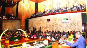 • PRESIDENT Lungu (right) delivers Parliament during the State-of-the Nation Address to Parliament yesterday. Picture by SALIM HENRY/STATE HOUSE