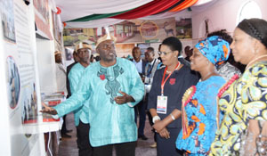 •Ministry of Tourism and Arts stand manager Isaac Kanguya stressing a point to First Lady Esther Lungu and her Ghanaian counterpart Rebecca Akufo-Addo during a tour of the stand at the just ended Zambia International Trade Fair(ZITF) in Ndola. Looking on is Tourism Permanent Secretary Dr Liya Mutale. Picture courtesy of Ministry of Tourism.