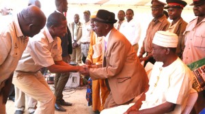 • PRESIDENT Edgar Lungu shakes hands with Chief Chama of the Chishinga people in Kawambwa District of Luapula Province shortly after  commissioning the Kawambwa-Mporokoso Road, which will be tarred at a cost of US$142.2 million. Picture By ALEX MUKUKA/ZANIS