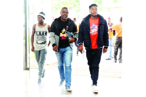 • ORIENTAL Quarries Boxing Promotions Director Promotions Christopher Malunga (in the middle) with Africa Boxing Union (ABU) Champion Alfred Muwowo (left) and Mbiya Nkanku walking into the Topstar building ahead of the briefing on Wednesday. Picture By GODFREY DUBE 